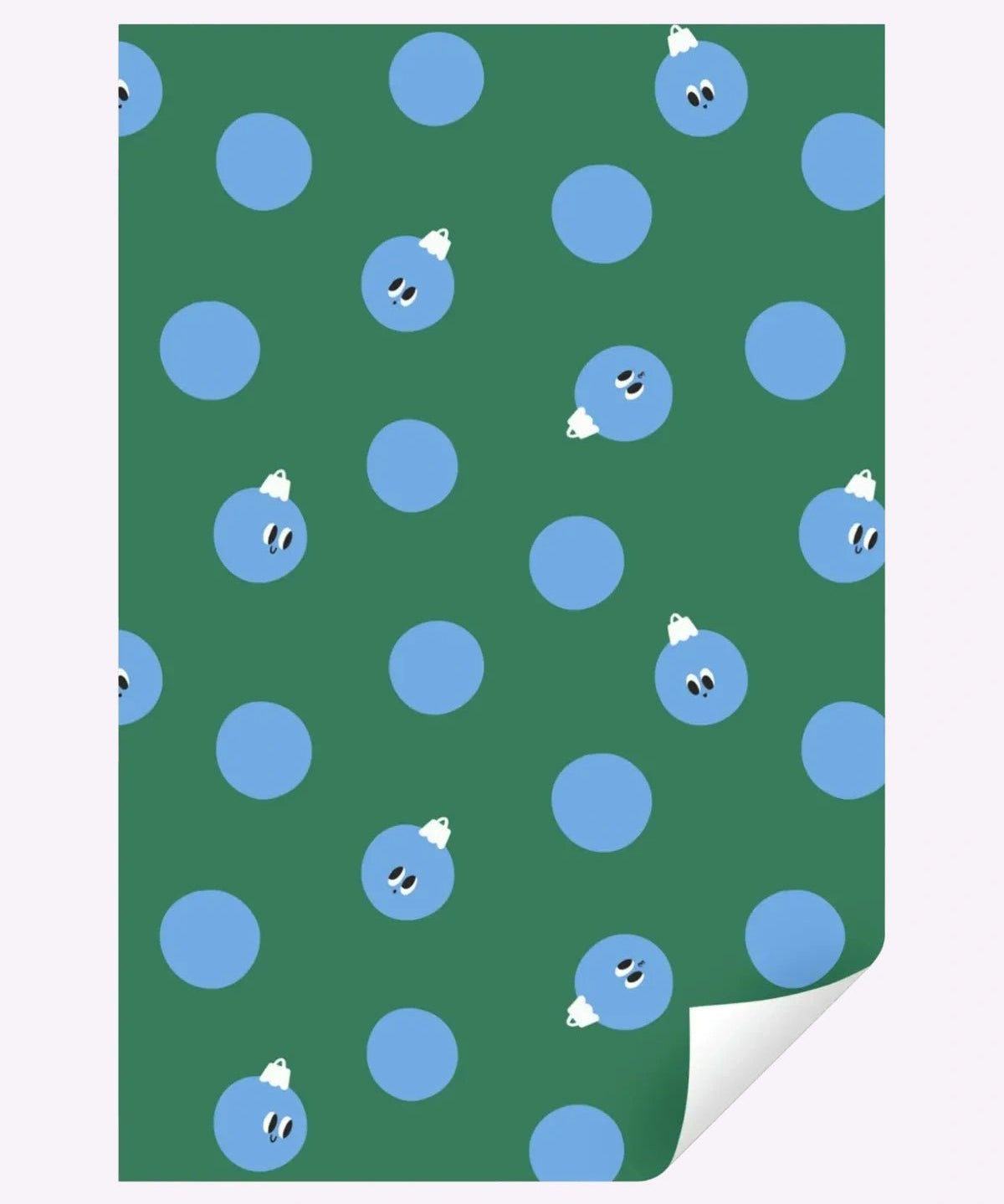 Kado Design - Geschenkpapier - Rolle • Weihnachtskugeln Grün/Hellblau - Geschenkverpackung - ROSA ECK