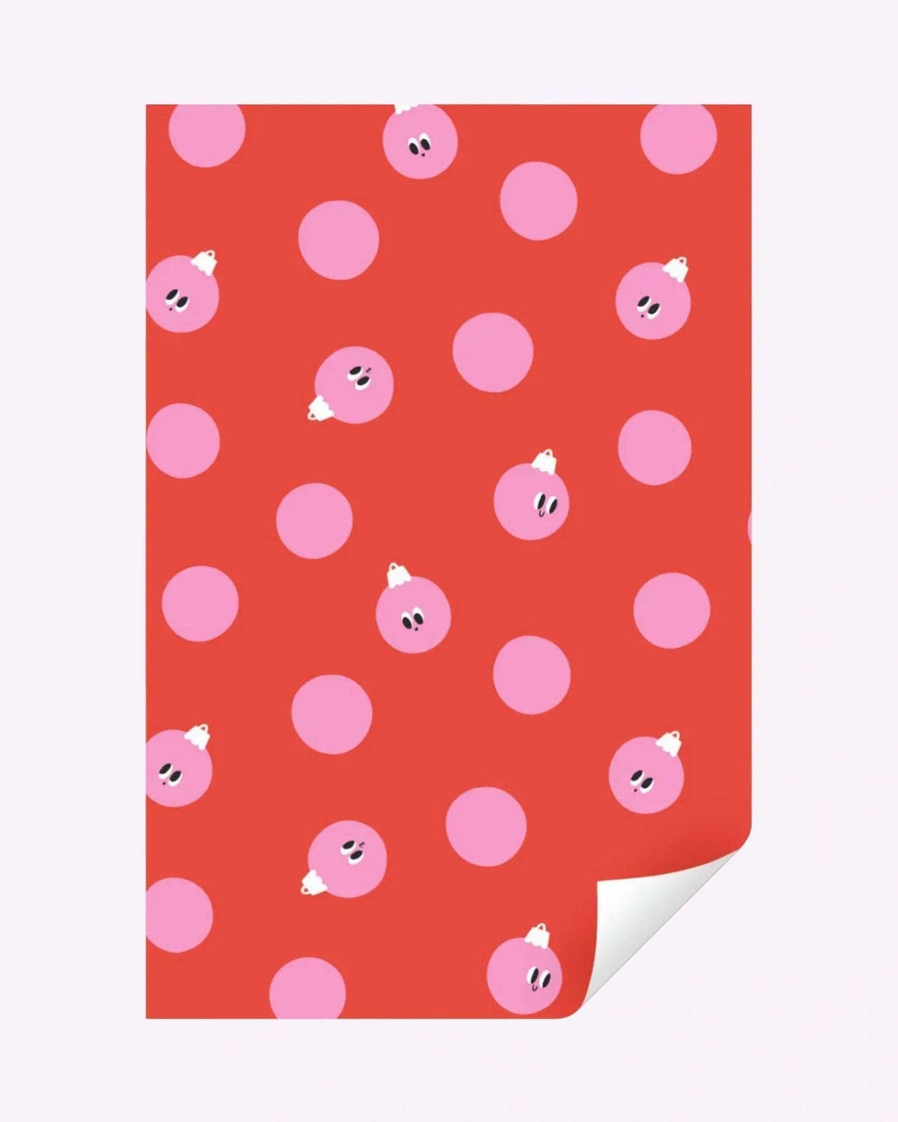 Kado Design - Geschenkpapier - Rolle • Weihnachtskugeln Rot/Rosa - Geschenkverpackung - ROSA ECK