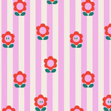 Kado Design - Geschenktüte mit Boden • Blumen/Streifen - Geschenkverpackung - ROSA ECK