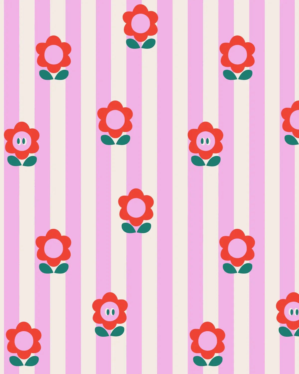 Kado Design - Geschenktüte mit Boden • Blumen/Streifen - Geschenkverpackung - ROSA ECK