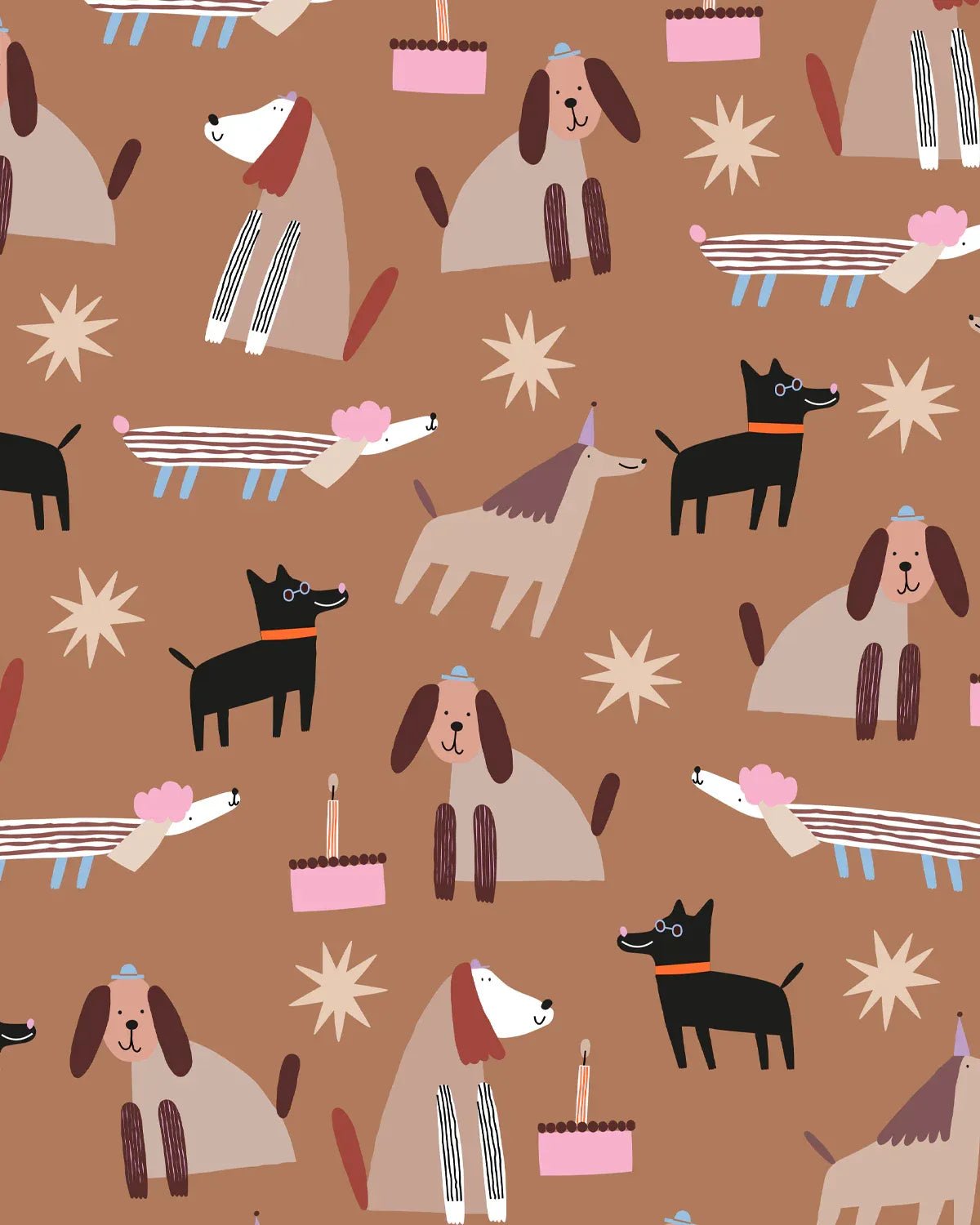 Kado Design - Geschenktüte mit Boden • Dogs (by Anna Katharina) - Geschenkverpackung - ROSA ECK