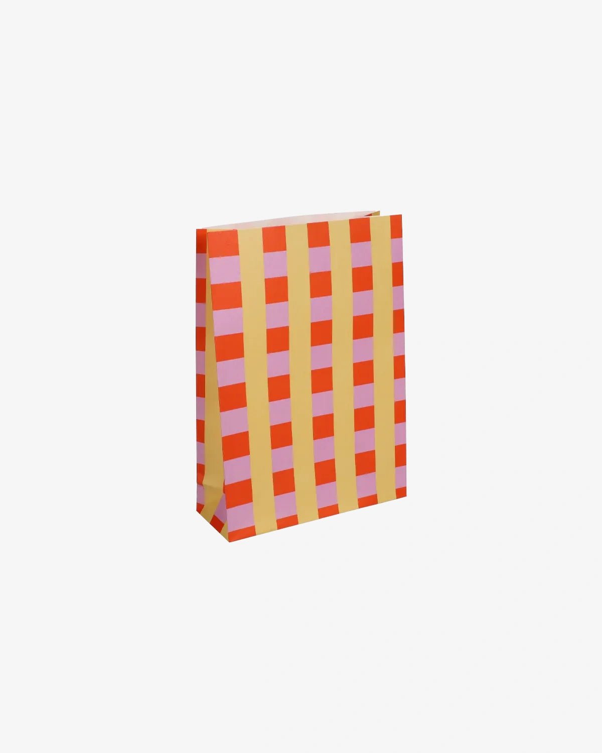 Kado Design - Geschenktüte mit Boden • Kariert Gelb/Orange/Rosa - ROSA ECK