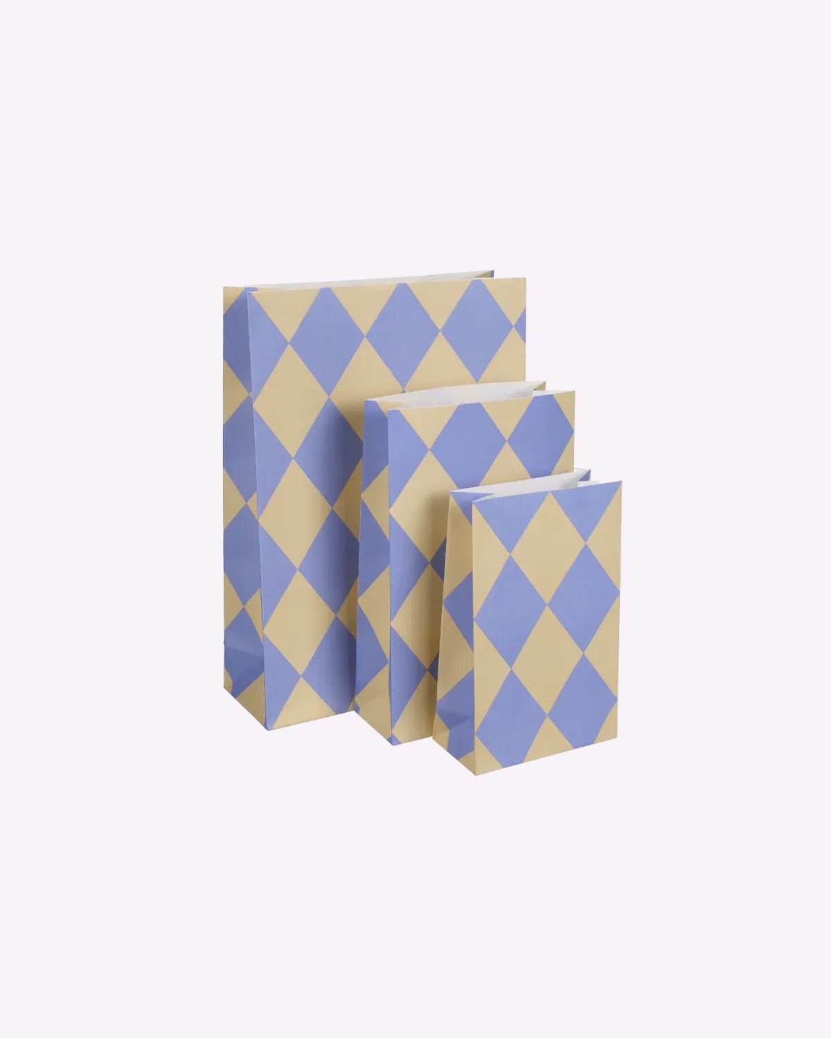 Kado Design - Geschenktüte mit Boden • Kariert Hellblau/Gelb - Geschenkverpackung - ROSA ECK