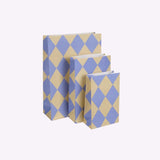 Kado Design - Geschenktüte mit Boden • Kariert Hellblau/Gelb - Geschenkverpackung - ROSA ECK