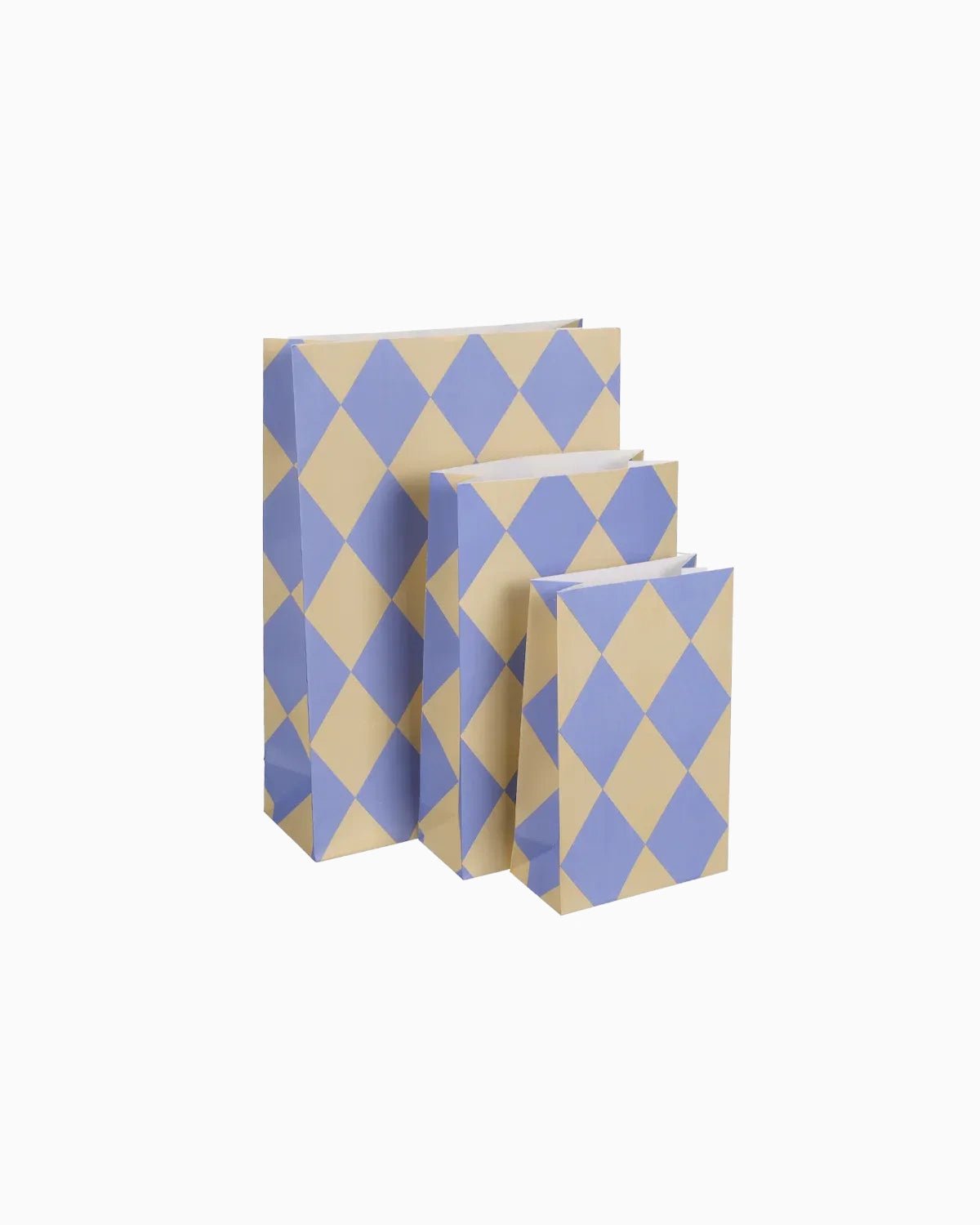Geschenktüte mit Boden • Kariert Hellblau/Gelb