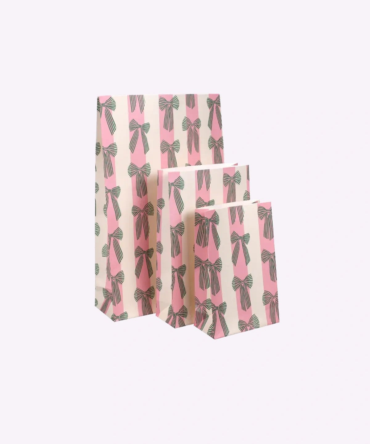 Kado Design - Geschenktüte mit Boden • Schleifen/Streifen Grün/Rosa - Geschenkverpackung - ROSA ECK
