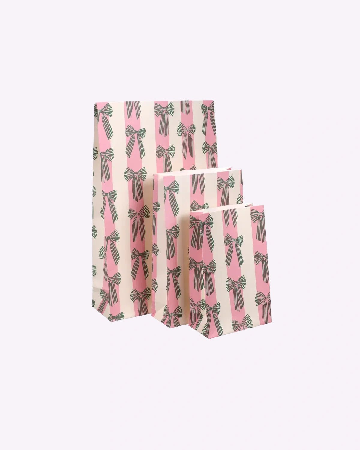Kado Design - Geschenktüte mit Boden • Schleifen/Streifen Grün/Rosa - Geschenkverpackung - ROSA ECK