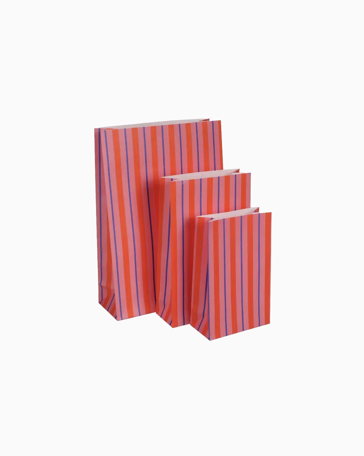 Kado Design - Geschenktüte mit Boden • Streifen Orange/Rosa/Blau - Geschenkverpackung - ROSA ECK