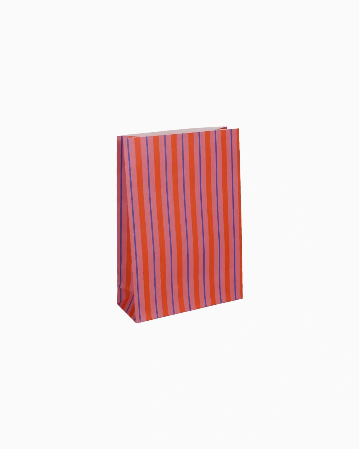 Kado Design - Geschenktüte mit Boden • Streifen Orange/Rosa/Blau - Geschenkverpackung - ROSA ECK