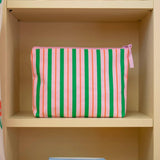 Kado Design - Gestreifter Kulturbeutel | light fuchsia + grass green + blood orange - ROSA ECK Concept Store
