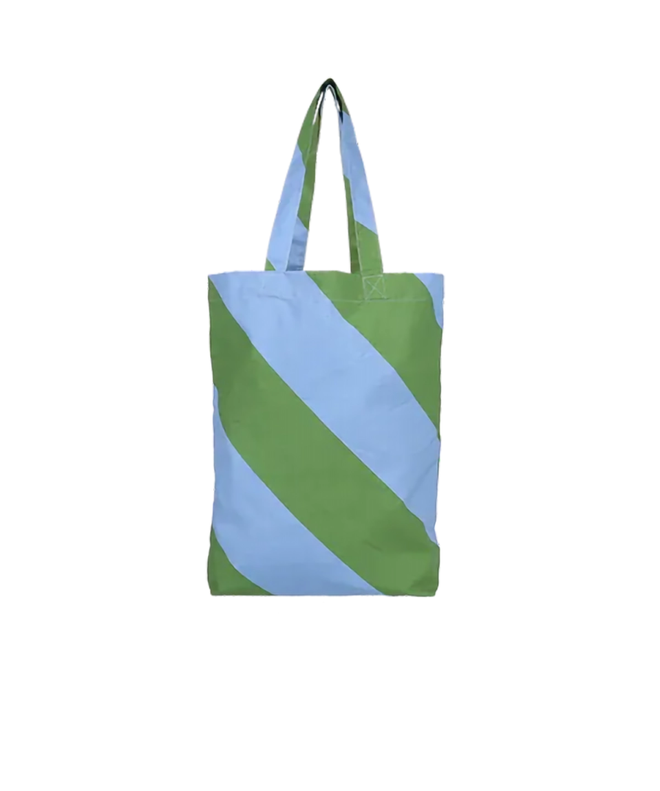 Kado Design - Kado Design Tragetasche aus Baumwolle • Diagonale Streifen Grün/Blau - Tasche - ROSA ECK Concept Store