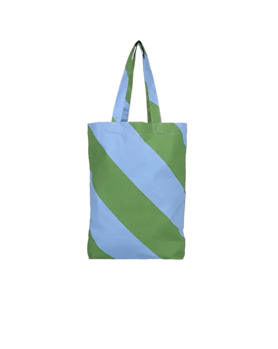 Kado Design - Kado Design Tragetasche aus Baumwolle • Diagonale Streifen Grün/Blau - Tasche - ROSA ECK Concept Store