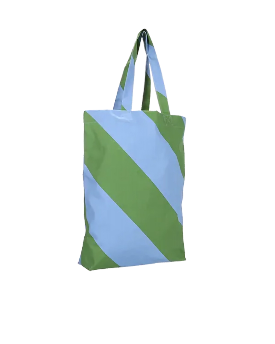 Kado Design - Kado Design Tragetasche aus Baumwolle • Diagonale Streifen Grün/Blau - Tasche - ROSA ECK Concept Store
