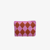Kado Design - Kosmetiktasche aus Baumwolle • Lila/Braun Rauten - ROSA ECK