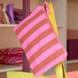 Kado Design - Kosmetiktasche aus Baumwolle • Pink/Braun gestreift - ROSA ECK