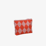 Kado Design - Kosmetiktasche aus Baumwolle • Rosa/Orange Rauten - ROSA ECK