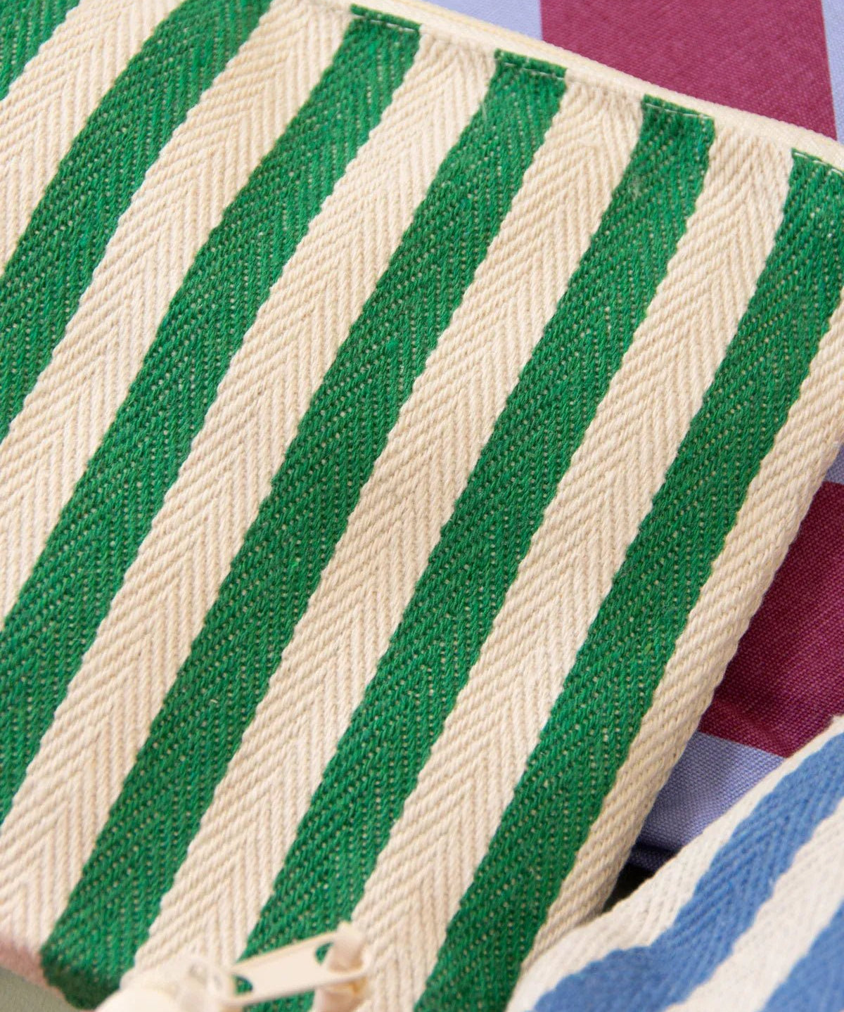 Kado Design - Kosmetiktasche Natur • Streifen Grün - Kulturbeutel - ROSA ECK