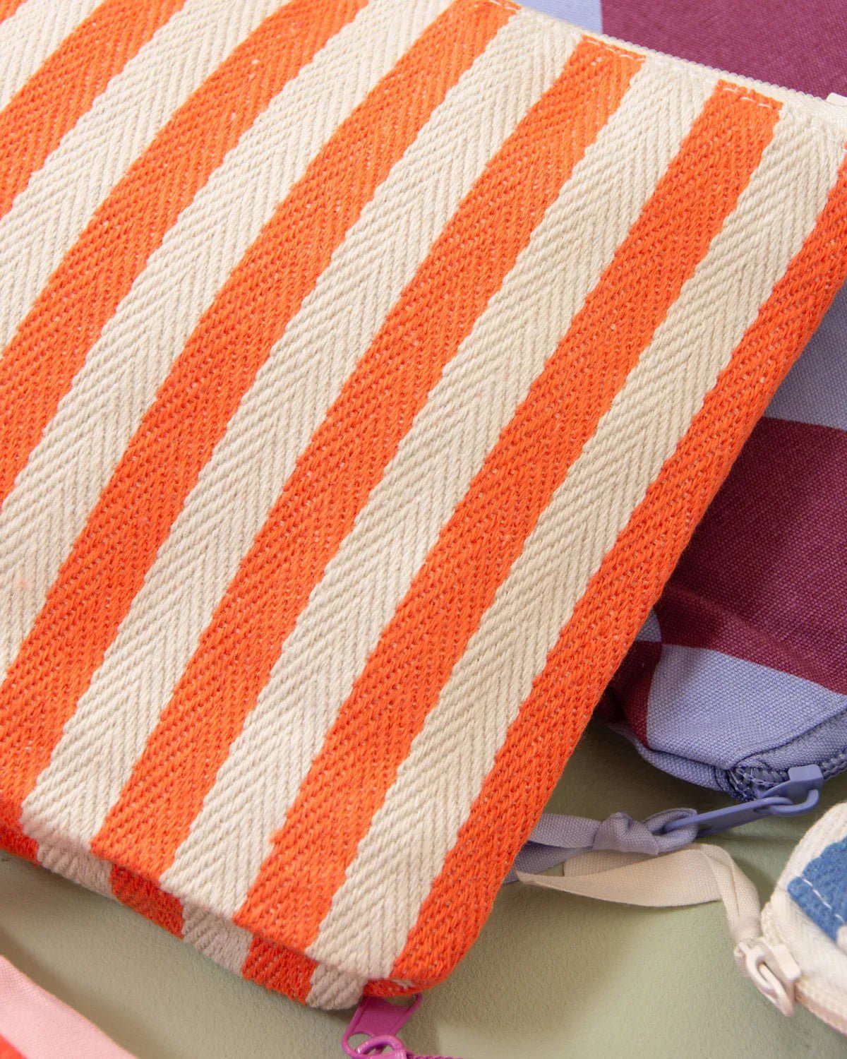 Kado Design - Kosmetiktasche Natur • Streifen Orange - Kulturbeutel - ROSA ECK