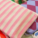 Kado Design - Kosmetiktasche Natur • Streifen Rosa - Kulturbeutel - ROSA ECK