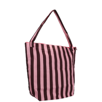 Kado Design - Reißverschlusstasche aus Baumwolle • Pink/Braun gestreift - Tasche - ROSA ECK Concept Store
