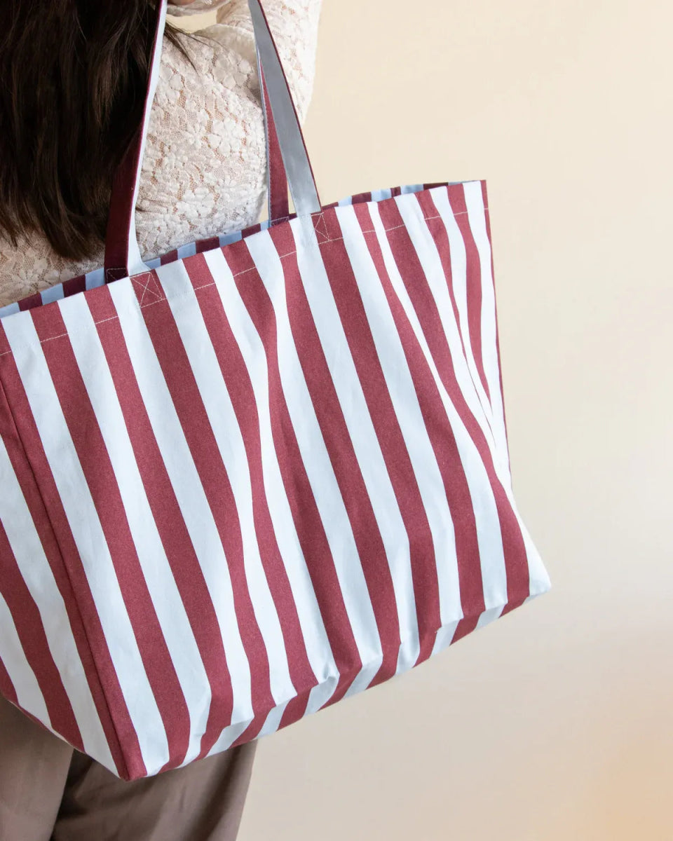 Kado Design - Strandtasche aus Baumwolle • Hellblau/Braun gestreift - Tasche - ROSA ECK Concept Store