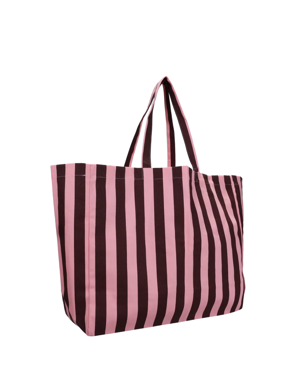 Kado Design - Strandtasche aus Baumwolle • Pink/Braun gestreift - Tasche - ROSA ECK Concept Store