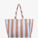 Strandtasche • Hellblau/Karamell gestreift