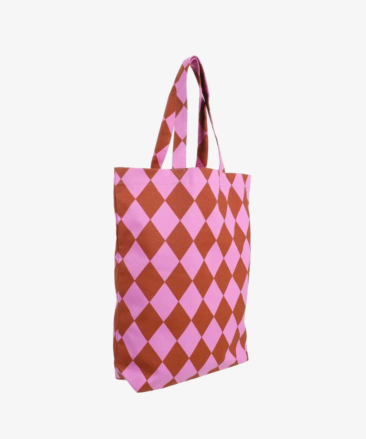 Kado Design - Tragetasche aus Baumwolle • Lila/Braun Rauten - ROSA ECK