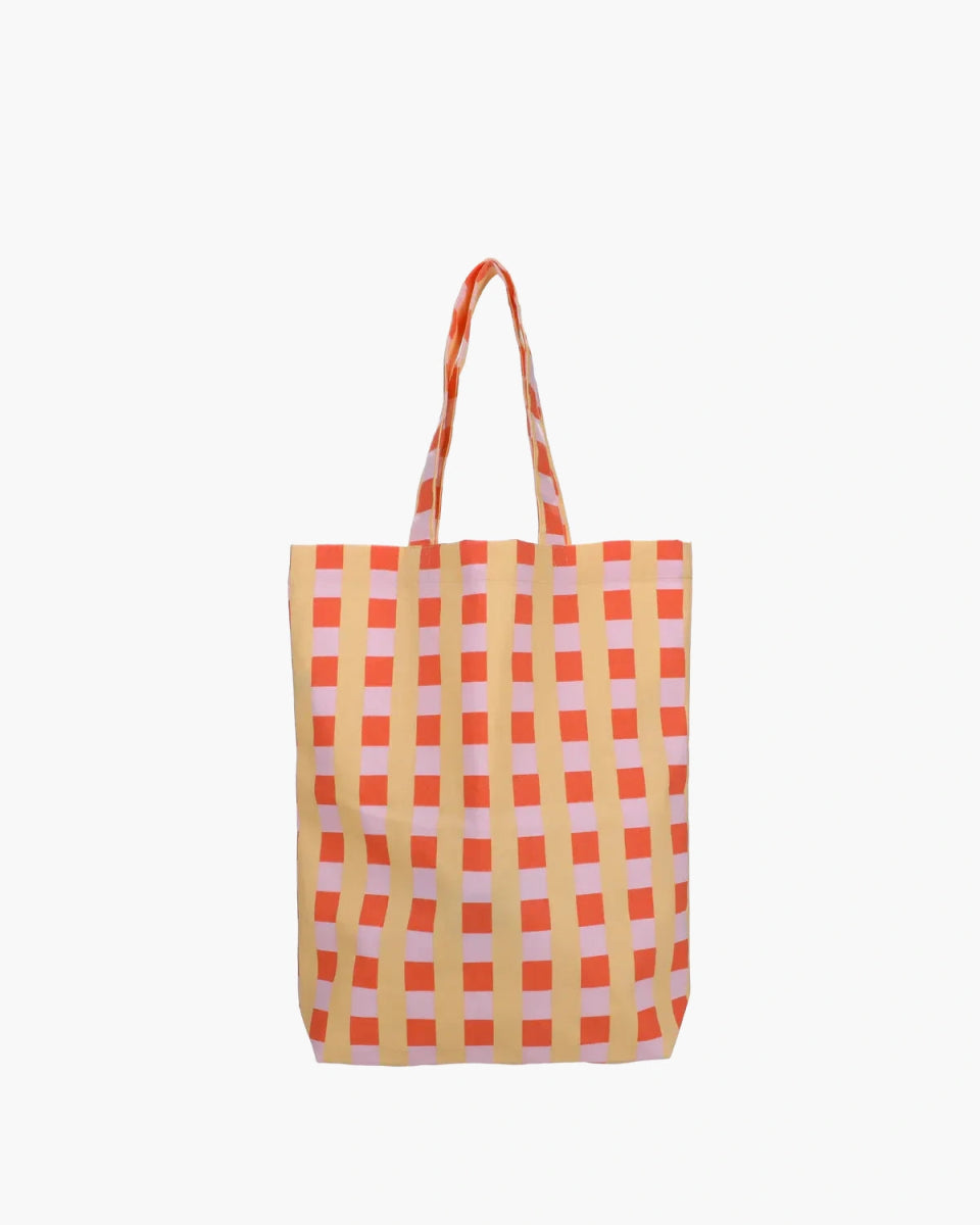 Kado Design - Tragetasche aus Baumwolle • Orange/Gelb/Rosa kariert - Tasche - ROSA ECK Concept Store