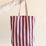 Kado Design - Tragetasche aus Baumwolle • Pink/Braun gestreift - Tasche - ROSA ECK Concept Store