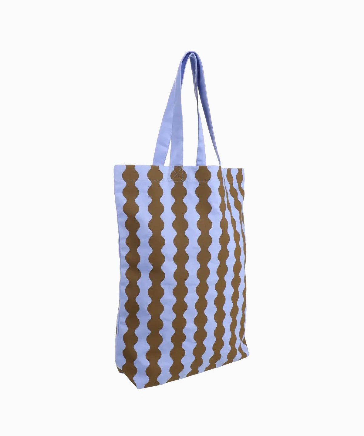 Kado Design - Tragetasche aus Baumwolle • Wavy Hellblau + Olivgrün - Tasche - ROSA ECK