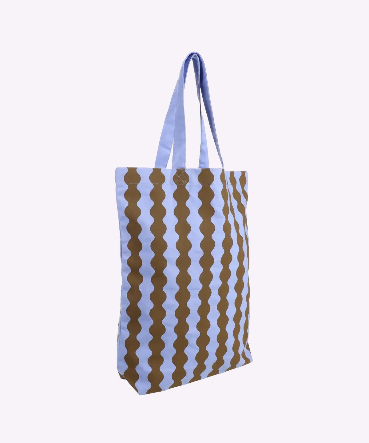 Kado Design - Tragetasche aus Baumwolle • Wavy Hellblau + Olivgrün - Tasche - ROSA ECK