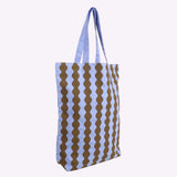 Kado Design - Tragetasche aus Baumwolle • Wavy Hellblau + Olivgrün - Tasche - ROSA ECK