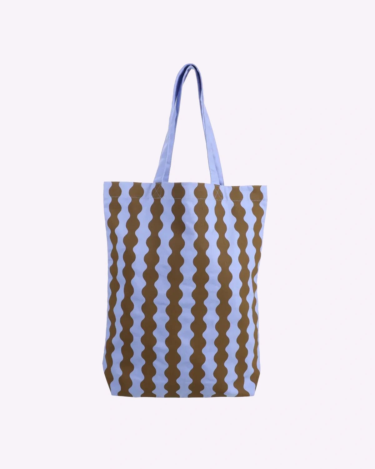 Kado Design - Tragetasche aus Baumwolle • Wavy Hellblau + Olivgrün - Tasche - ROSA ECK