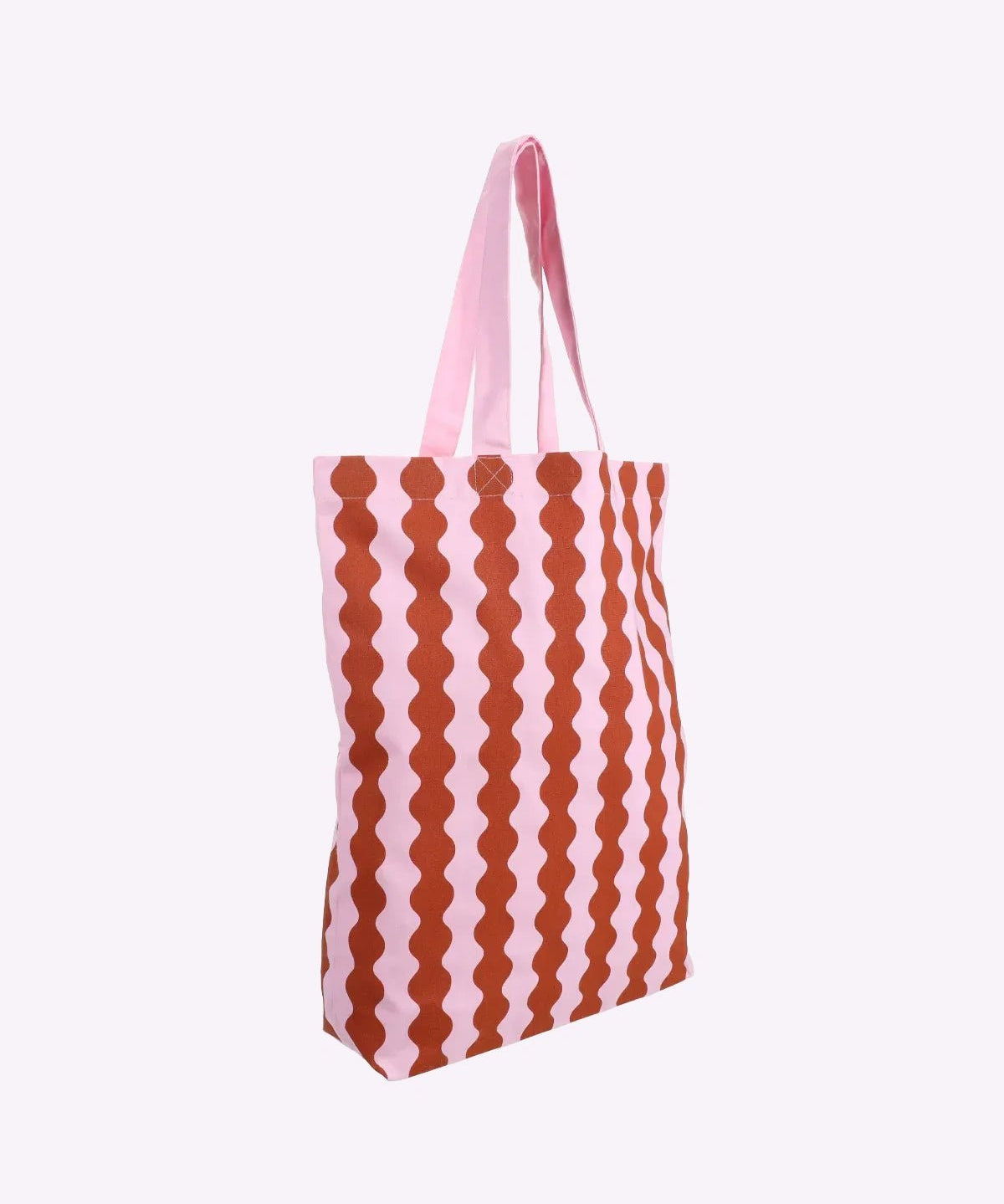Kado Design - Tragetasche aus Baumwolle • Wavy Pink + Braun - Tasche - ROSA ECK