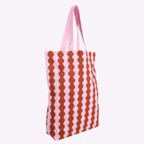 Kado Design - Tragetasche aus Baumwolle • Wavy Pink + Braun - Tasche - ROSA ECK