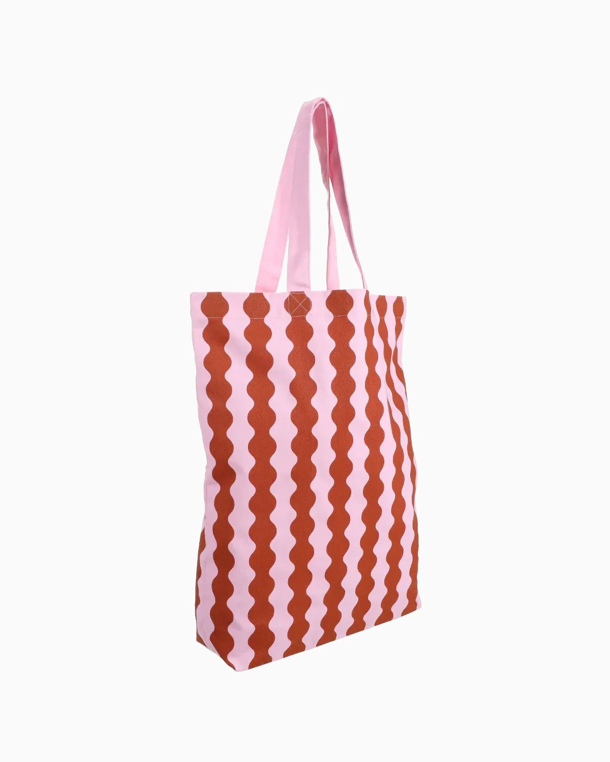 Kado Design - Tragetasche aus Baumwolle • Wavy Pink + Braun - Tasche - ROSA ECK