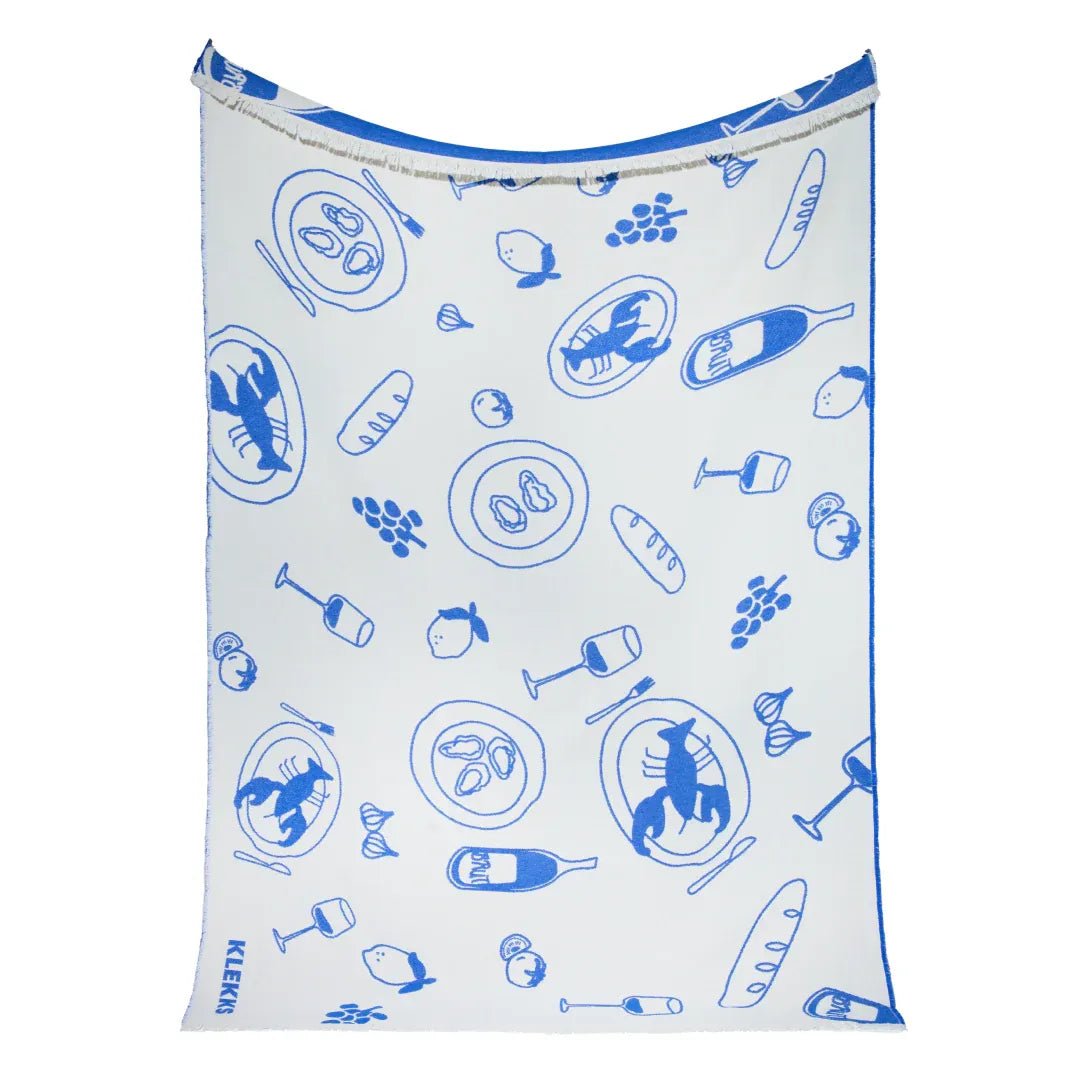 KLEKKS - KLEKKS NO. 16 Leichte Baumwolldecke in Blau - Sofadecke - ROSA ECK