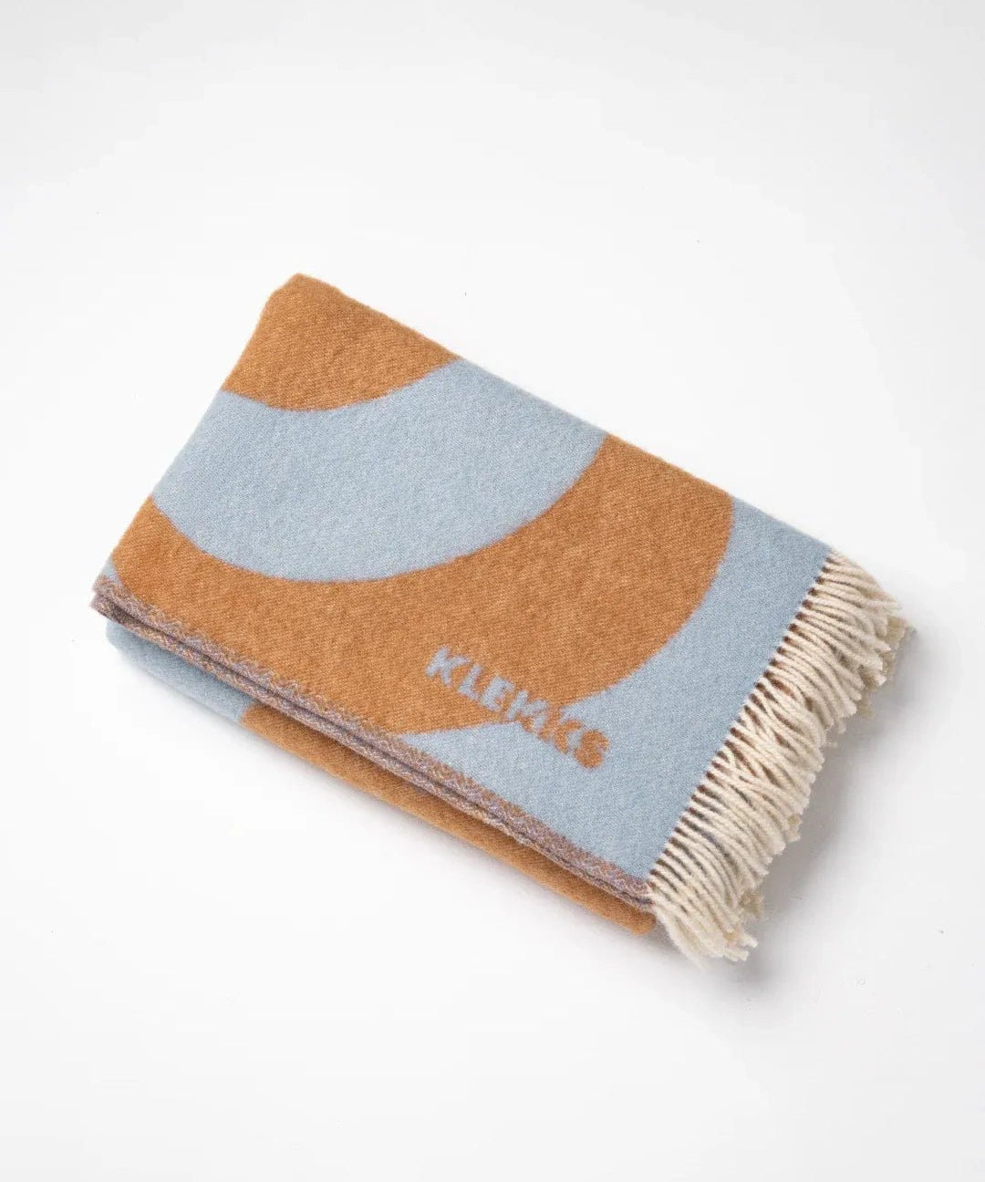 KLEKKS - KLEKKS NO. 30 Wolldecke in Hellblau/Orange - Sofadecke - ROSA ECK