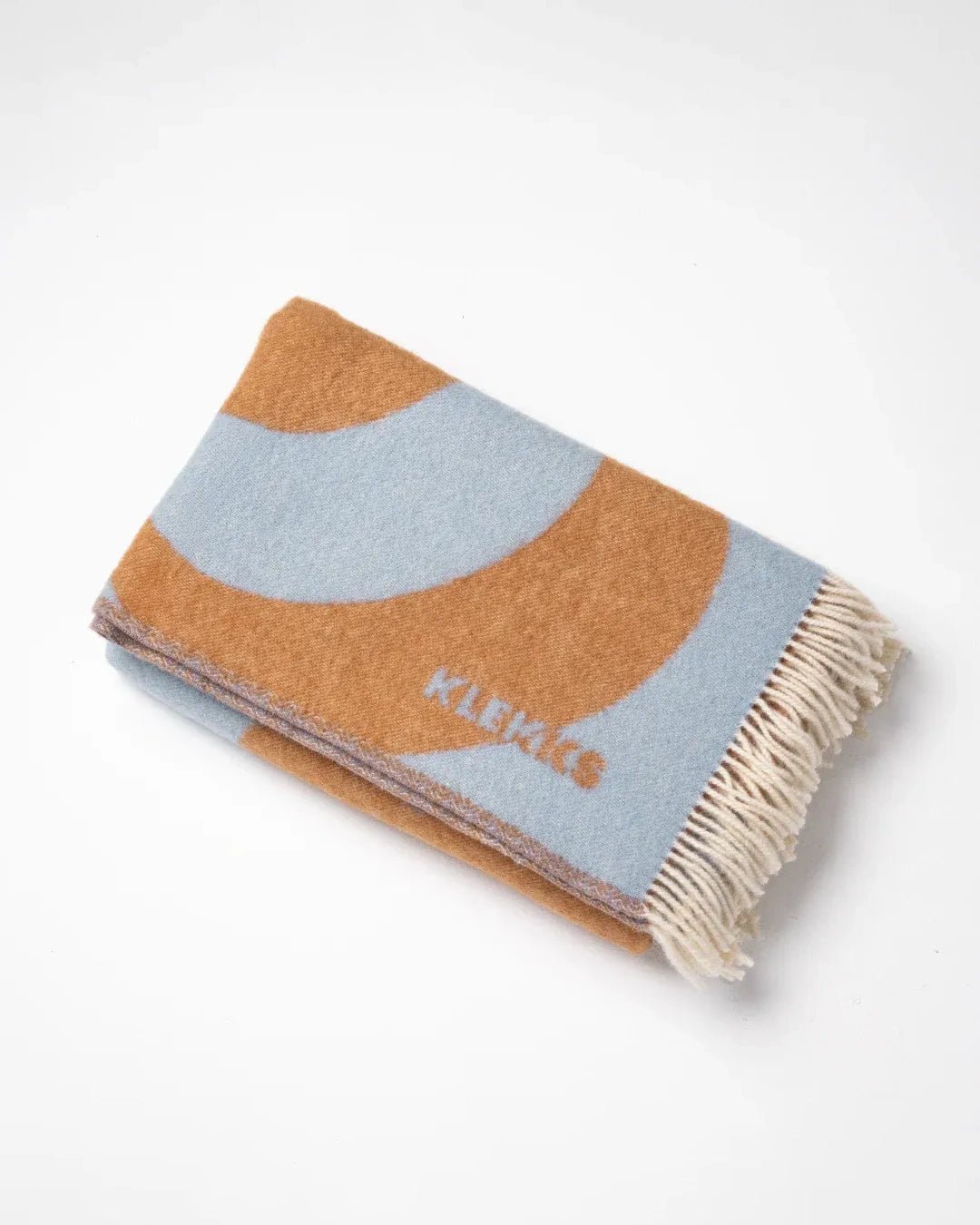 KLEKKS - KLEKKS NO. 30 Wolldecke in Hellblau/Orange - Sofadecke - ROSA ECK