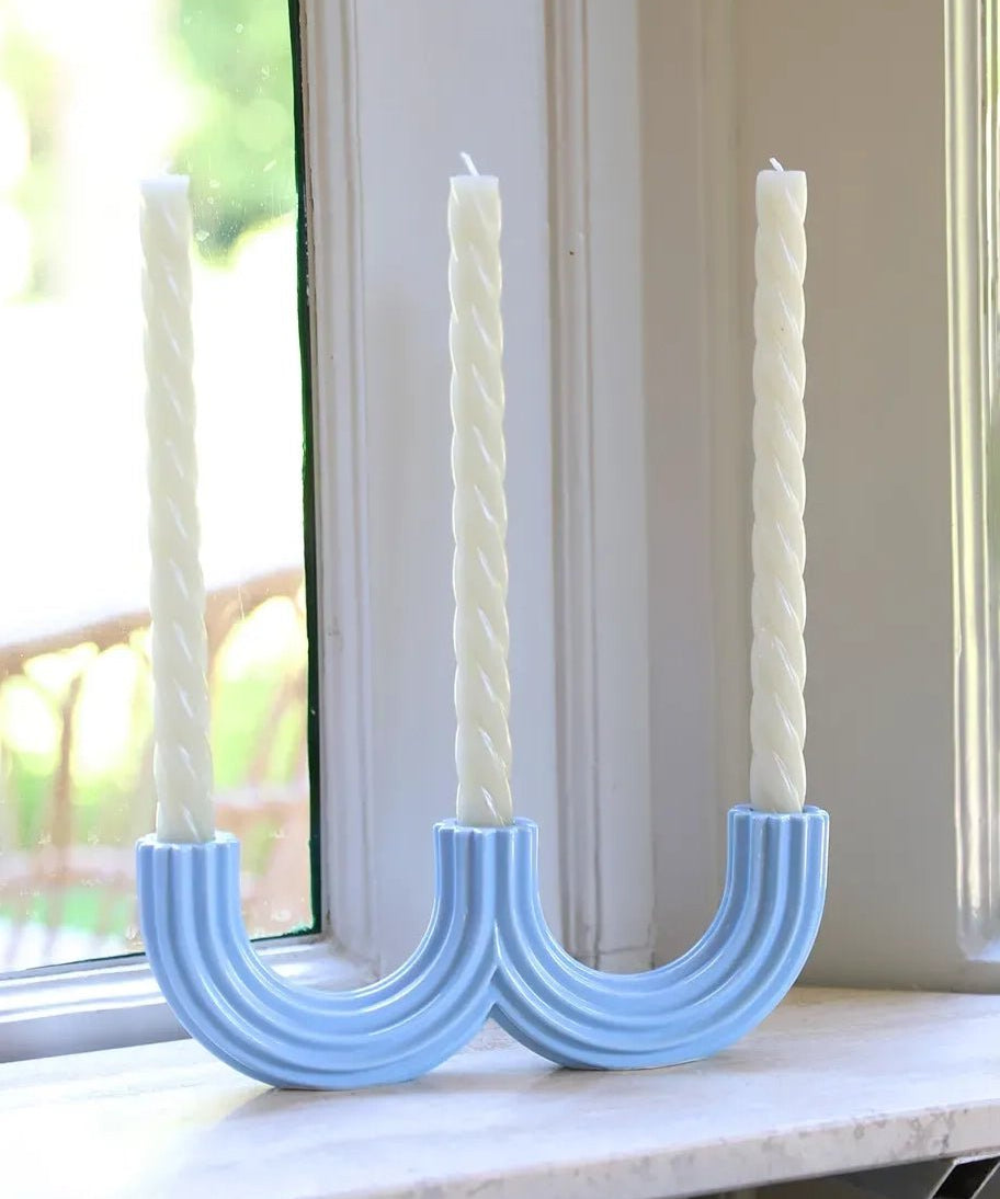 &Klevering - CHURROS Kerzenhalter | Hellblau - Kerzenständer - ROSA ECK - Candle holder churros light blue