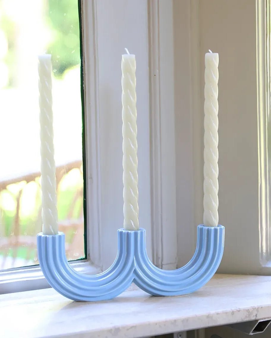 &Klevering - CHURROS Kerzenhalter | Hellblau - Kerzenständer - ROSA ECK - Candle holder churros light blue