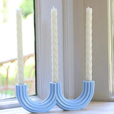 &Klevering - CHURROS Kerzenhalter | Hellblau - Kerzenständer - ROSA ECK - Candle holder churros light blue