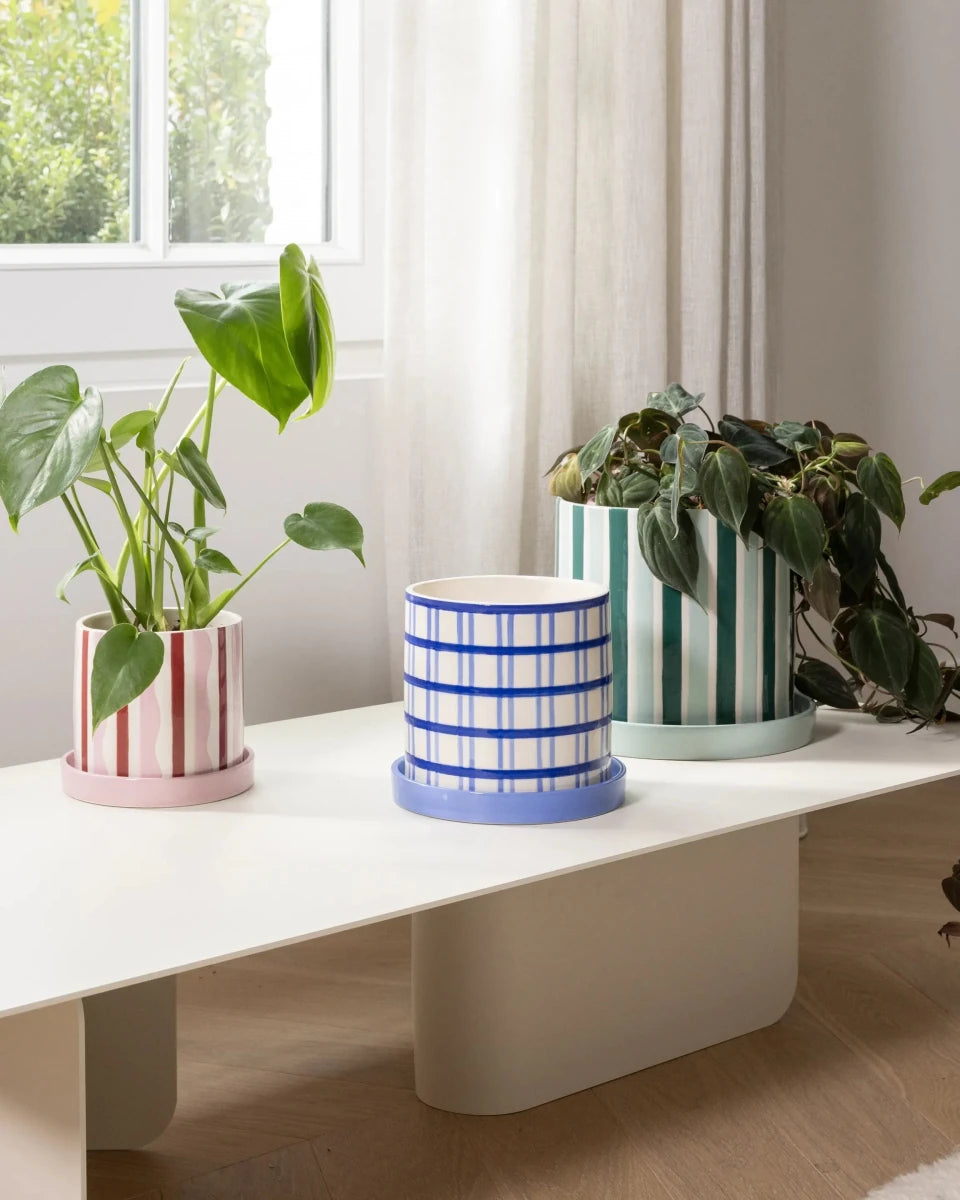 &Klevering - CLASH Blumentopf • Streifen - ROSA ECK