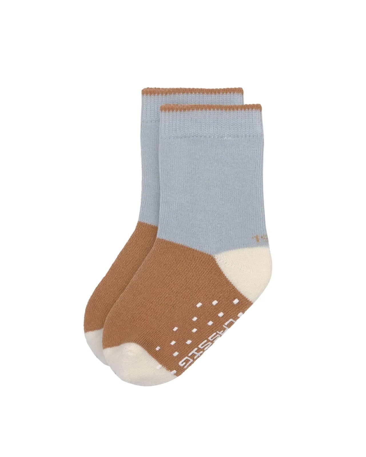 Lässig - Anti - Rutsch - Socken für Kinder • Hellblau/Karamell - ROSA ECK
