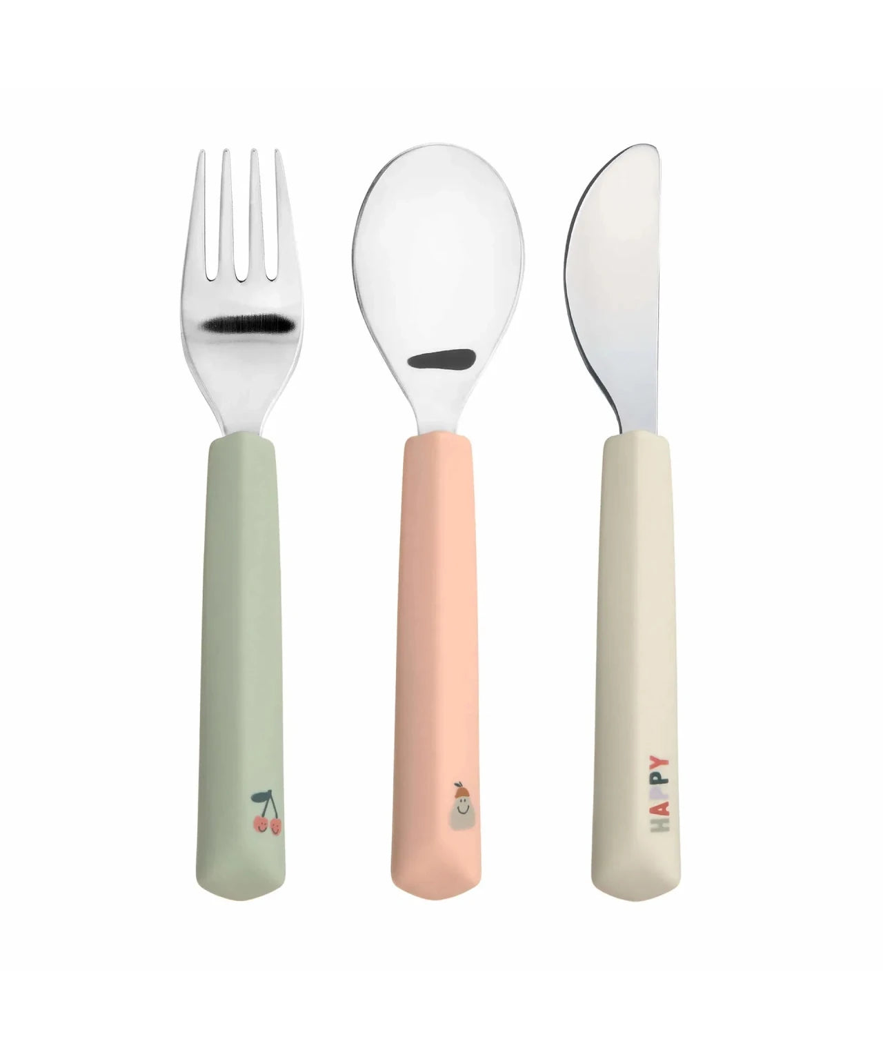 Lässig - HAPPY FRUITS Kinder - Besteck mit Silikongriff • Kirsche - ROSA ECK