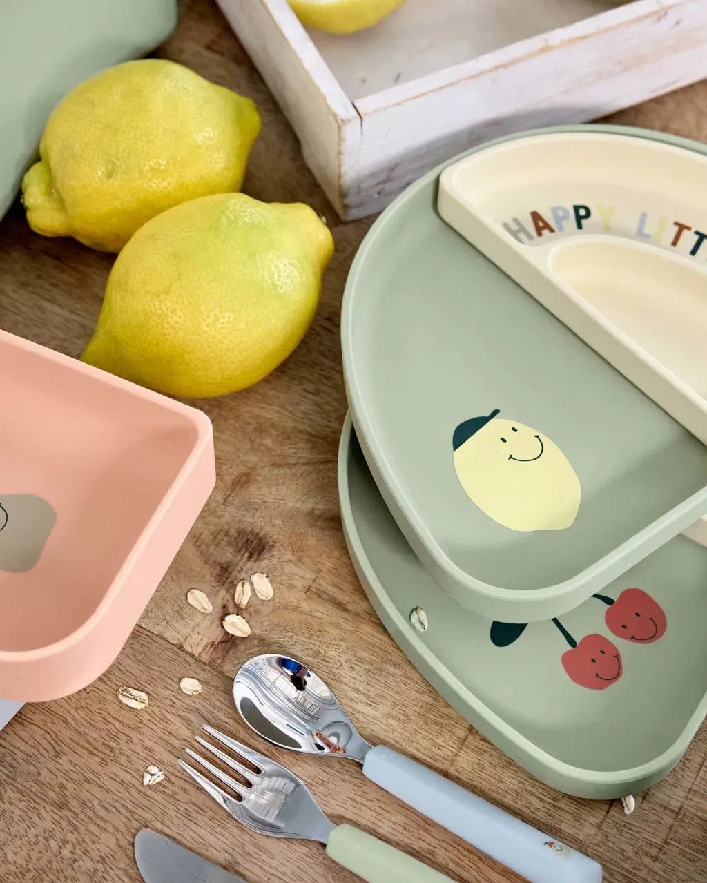 HAPPY FRUITS Kinder-Teller mit Unterteilung • Zitrone