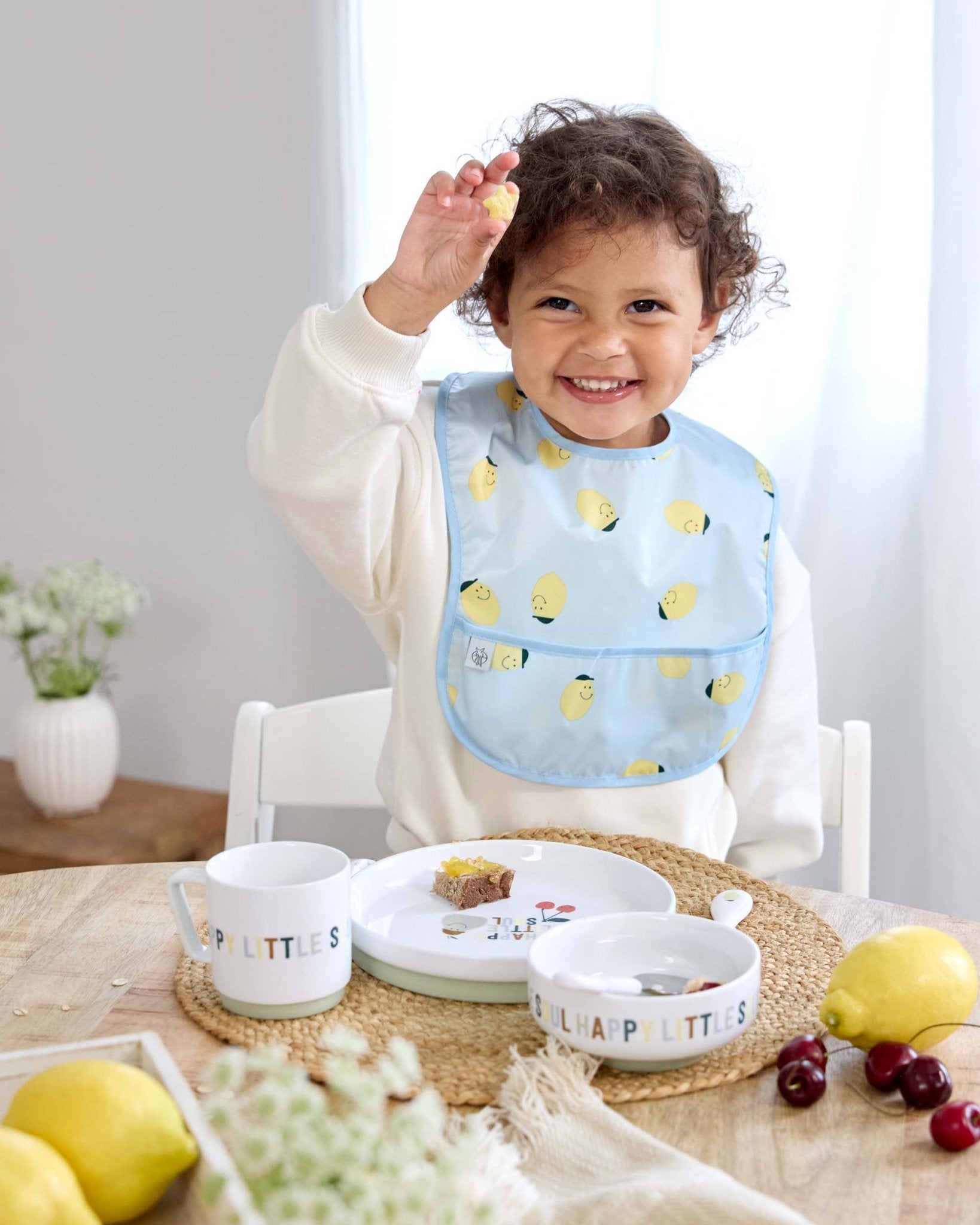 Lässig - HAPPY FRUITS Lätzchen mit Auffangschutz (2er - Set) | Zitrone - Lätzchen - ROSA ECK - , ,