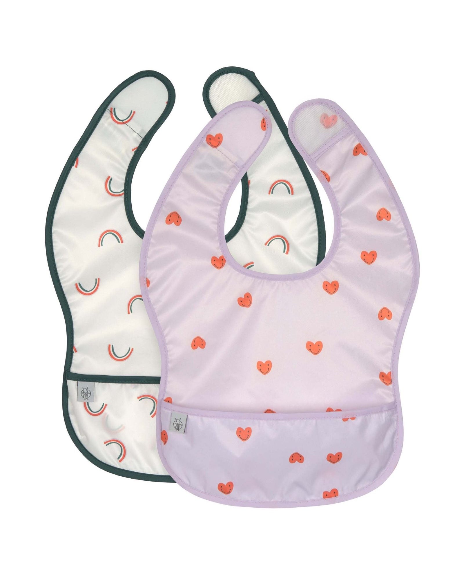 Lässig - HAPPY RASCALS Lätzchen mit Auffangschutz (2er - Set) | Herz - Lätzchen - ROSA ECK - , ,