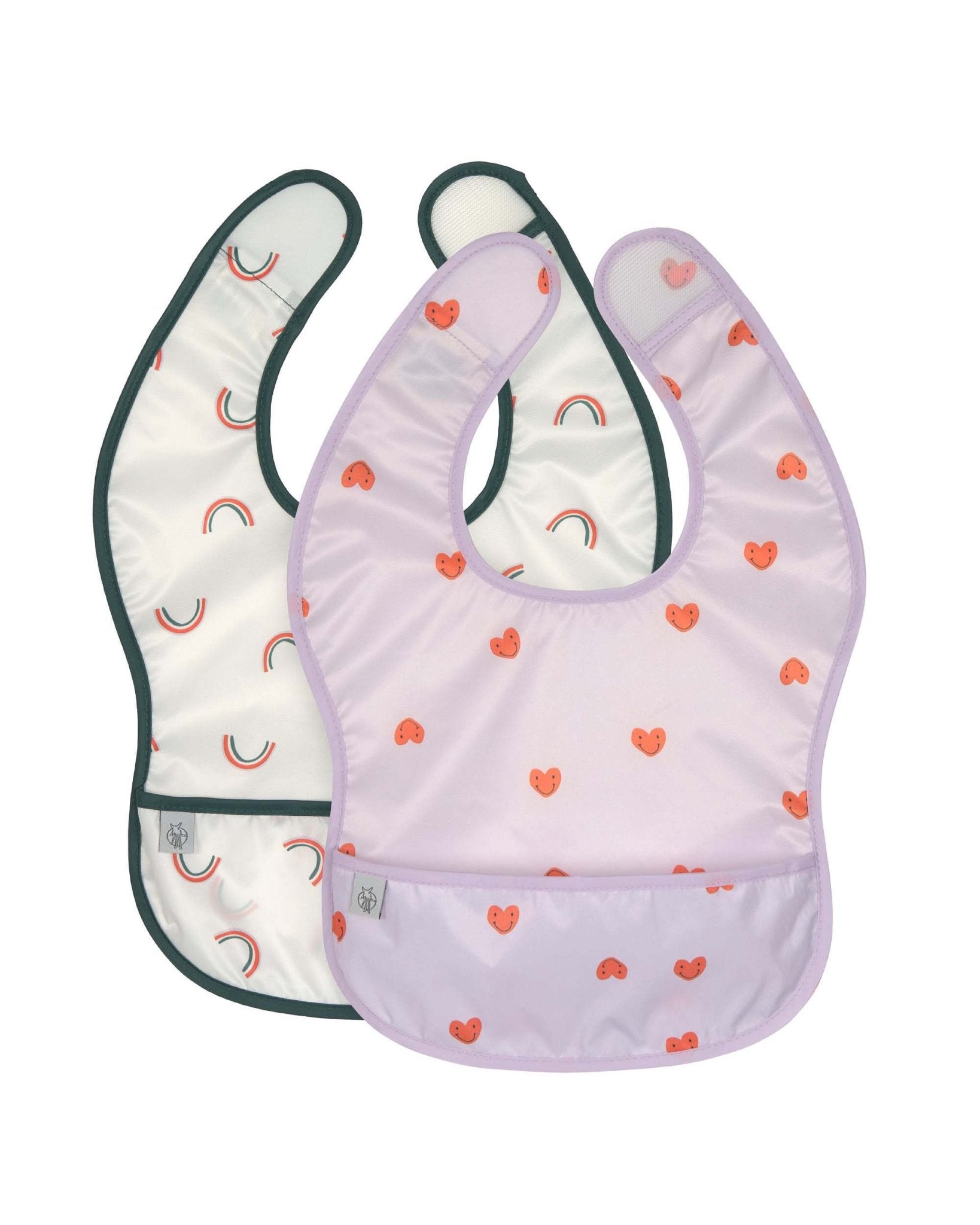 Lässig - HAPPY RASCALS Lätzchen mit Auffangschutz (2er - Set) | Herz - Lätzchen - ROSA ECK - , ,